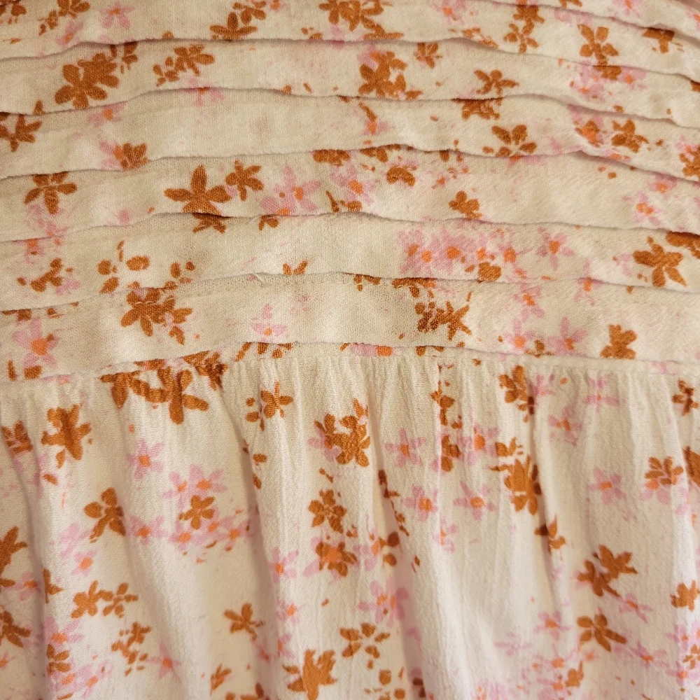 Free people dessa‎ tie back bodysuit floral top size m puff sleeves boho Spring
